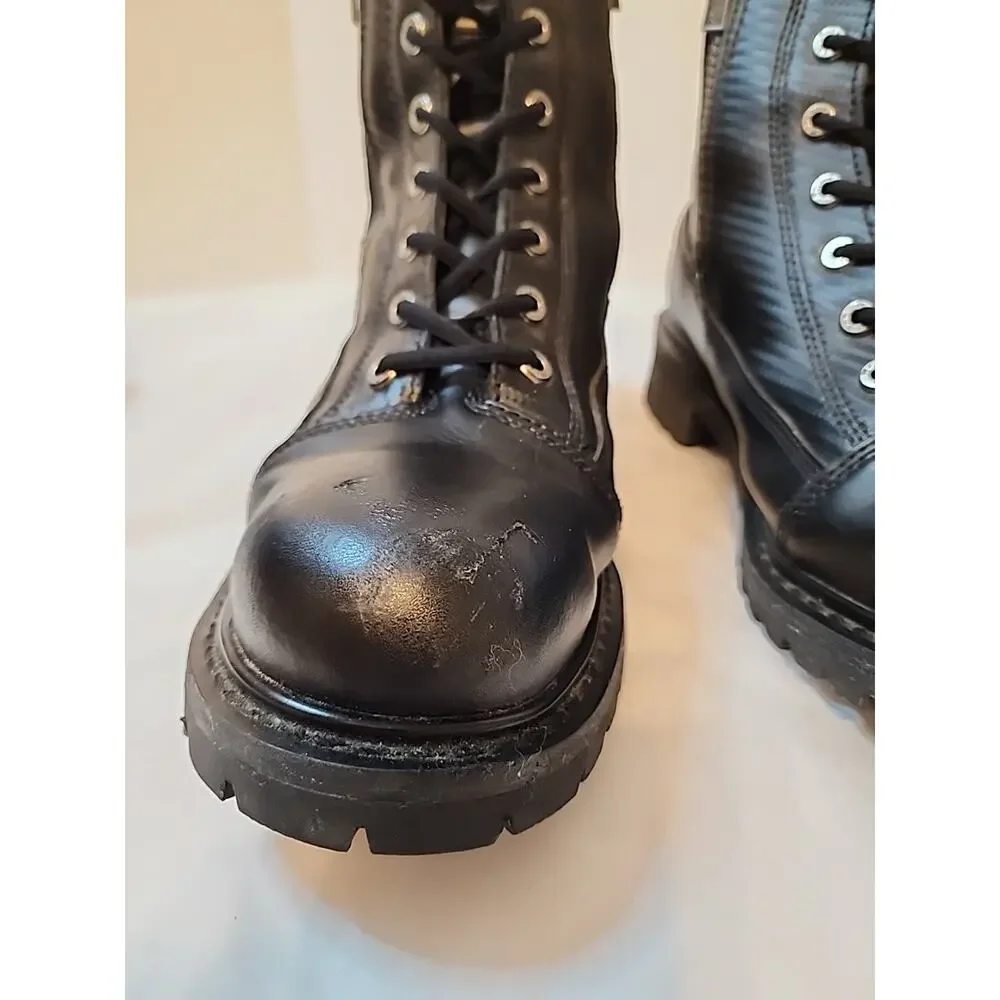 Milwaukee MB408 Accelerator Mens Size 12 Black Leather Dual Zip Motorcycle Boots